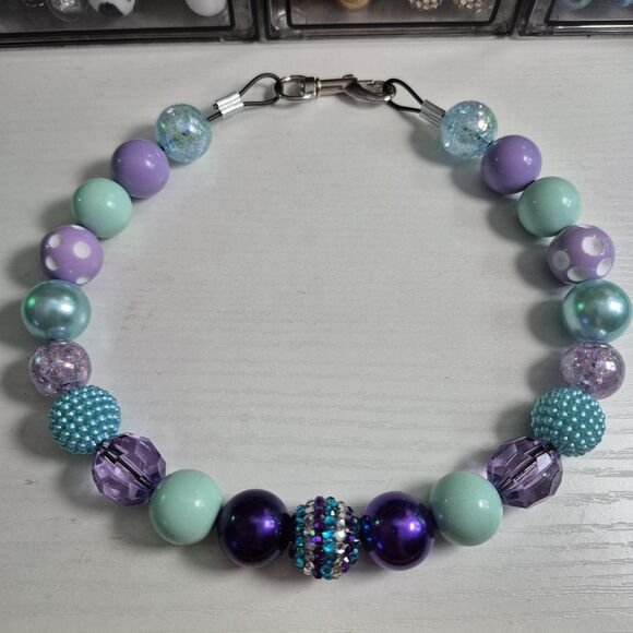 Handmade Other - Handmade Mermaid Beaded Dog Puppy Collar Necklace Jewelry Durable Acrylic 20"